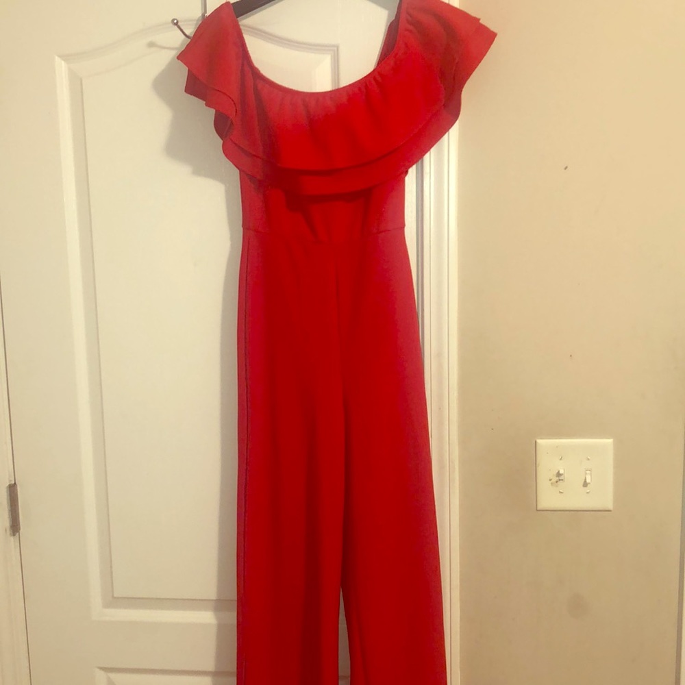 red fitted romper